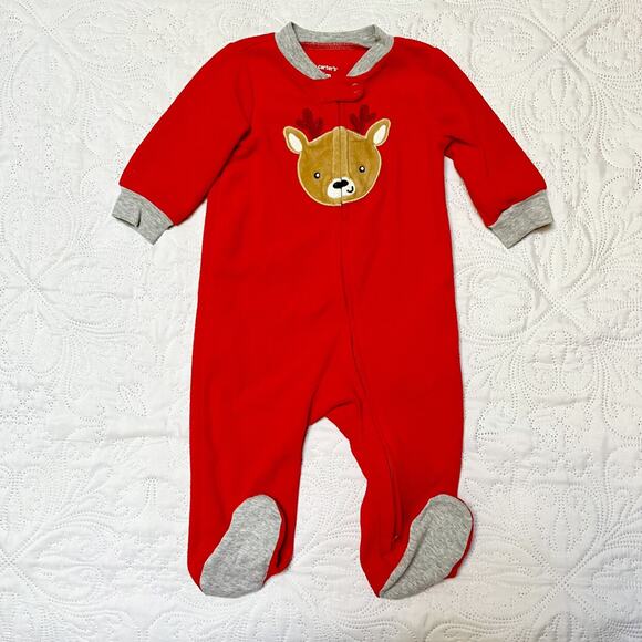 Carter's Fleece Reindeer PJs Size 6m - Picture 2 of 5